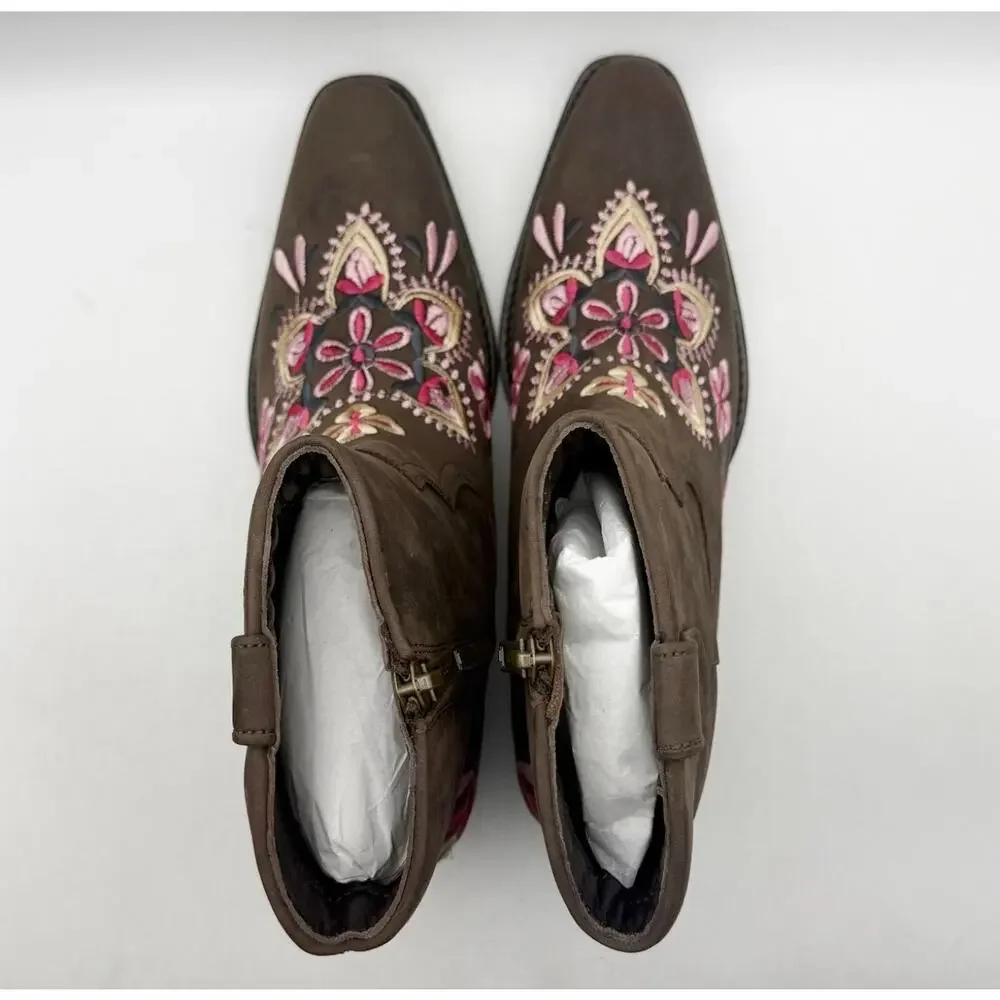 Diba True Women Cains Ville Western Bootie Size 9 M Brown Multi Leather NWOB
